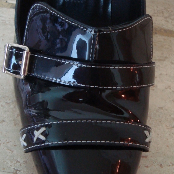 Manolo Blahnik Black Patent Leather Narita Stiletto Pump 37 - Picture 5 of 8